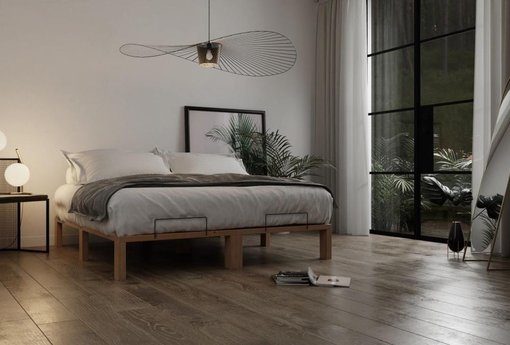 Kiefer massiv Holzbett Gigapur G56, naturbelassen, inkl. Lattenrost und Matratzenbügeln, Länge 200 cm 